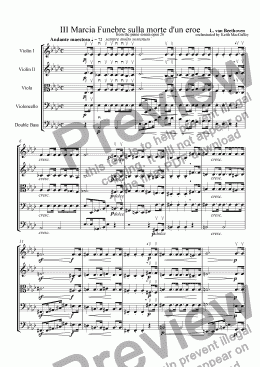 page one of Beethoven: String Quintet No. 1  III Marcia Funebre