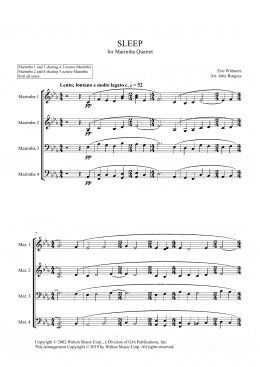 page one of Sleep for Marimba Quartet (arr. Joby Burgess) - Full Score (Percussion Ensemble)
