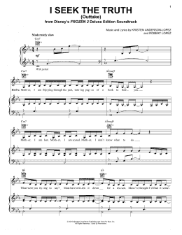 page one of I Seek The Truth - Outtake (from Disney's Frozen 2) (Piano, Vocal & Guitar Chords (Right-Hand Melody))