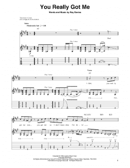 page one of You Really Got Me (Guitar Tab (Single Guitar))