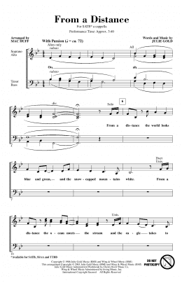 page one of From A Distance (arr. Mac Huff) (SATB Choir)