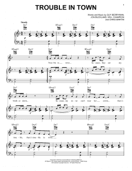 page one of Trouble In Town (Piano, Vocal & Guitar Chords (Right-Hand Melody))
