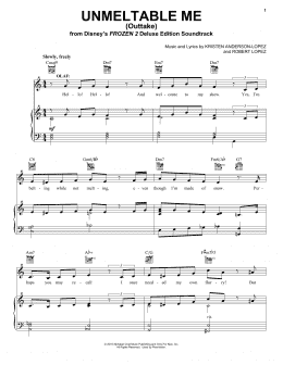 page one of Unmeltable Me - Outtake (from Disney's Frozen 2) (Piano, Vocal & Guitar Chords (Right-Hand Melody))