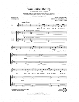 page one of You Raise Me Up (arr. Ed Lojeski) (SSAA Choir)