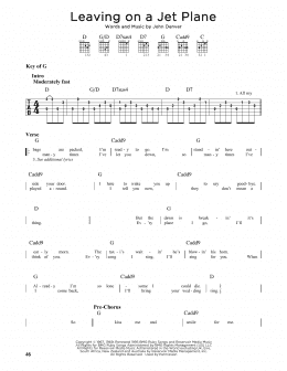 page one of Leaving On A Jet Plane (Guitar Lead Sheet)