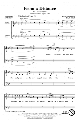 page one of From A Distance (arr. Mac Huff) (TTBB Choir)