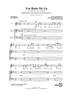 page one of You Raise Me Up (arr. Ed Lojeski) (TTBB Choir)