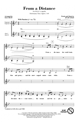 page one of From A Distance (arr. Mac Huff) (SSAA Choir)