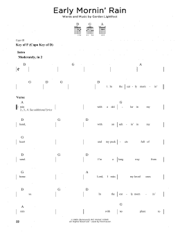 page one of Early Mornin' Rain (Guitar Lead Sheet)
