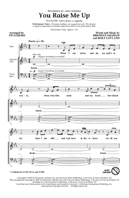 page one of You Raise Me Up (arr. Ed Lojeski) (SATB Choir)