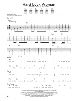 page one of Hard Luck Woman (Guitar Lead Sheet)
