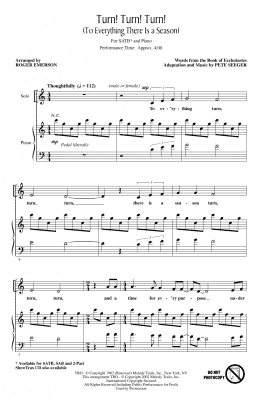 page one of Turn! Turn! Turn! (To Everything There Is A Season) (arr. Roger Emerson) (SATB Choir)