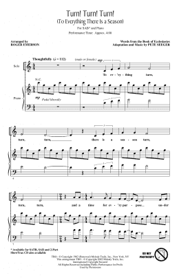 page one of Turn! Turn! Turn! (To Everything There Is A Season) (arr. Roger Emerson) (SAB Choir)