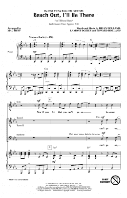 page one of Reach Out I'll Be There (arr. Mac Huff) (TTBB Choir)