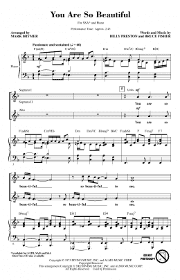 page one of You Are So Beautiful (arr. Mark Brymer) (SSA Choir)