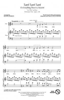 page one of Turn! Turn! Turn! (To Everything There Is A Season) (arr. Roger Emerson) (2-Part Choir)