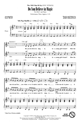page one of Do You Believe In Magic (arr. Mac Huff) (SSA Choir)
