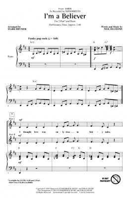 page one of I'm A Believer (from Shrek) (arr. Mark Brymer) (2-Part Choir)