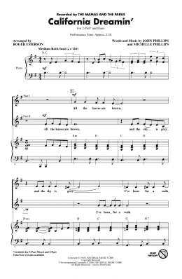 page one of California Dreamin' (arr. Roger Emerson) (2-Part Choir)