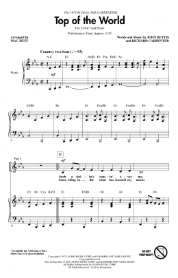 page one of Top Of The World (arr. Mac Huff) (2-Part Choir)