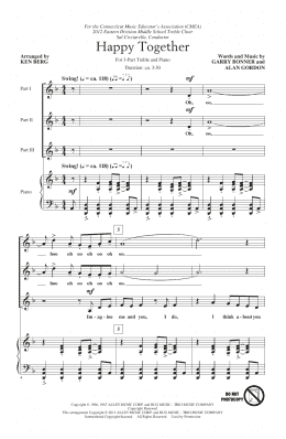 page one of Happy Together (arr. Ken Berg) (3-Part Treble Choir)