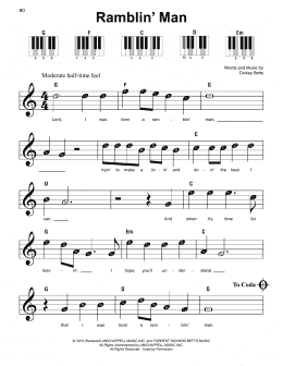 page one of Ramblin' Man (Super Easy Piano)