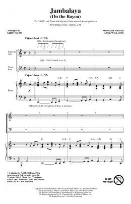 page one of Jambalaya (On The Bayou) (arr. Kirby Shaw) (SATB Choir)