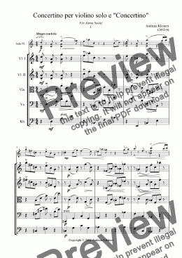 page one of Concertino per violino solo e "Concertino"