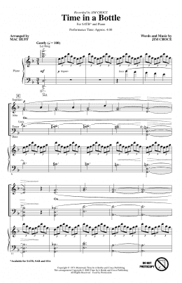 page one of Time In A Bottle (arr. Mac Huff) (SATB Choir)