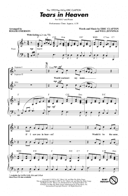 page one of Tears In Heaven (arr. Roger Emerson) (SSA Choir)
