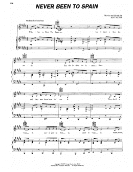 page one of Never Been To Spain (Piano, Vocal & Guitar Chords (Right-Hand Melody))