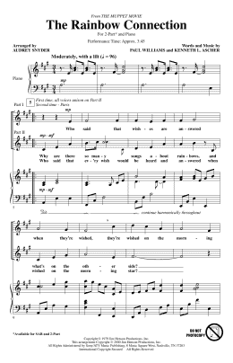 page one of The Rainbow Connection (arr. Audrey Snyder) (2-Part Choir)