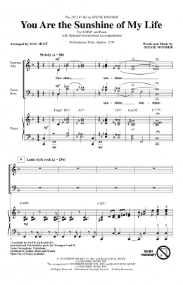 page one of You Are The Sunshine Of My Life (arr. Mac Huff) (SATB Choir)