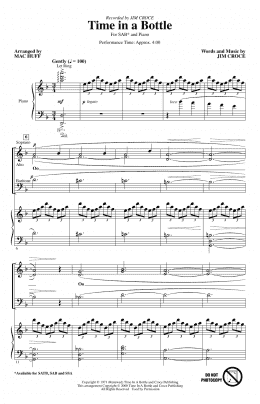 page one of Time In A Bottle (arr. Mac Huff) (SAB Choir)