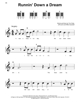 page one of Runnin' Down A Dream (Super Easy Piano)