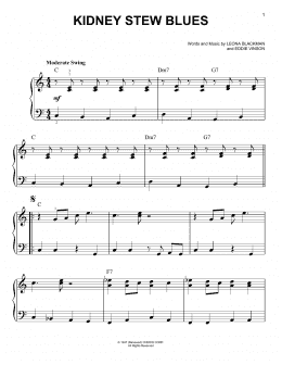 page one of Kidney Stew Blues (Very Easy Piano)