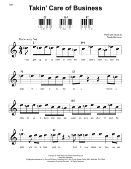 page one of Takin' Care Of Business (Super Easy Piano)