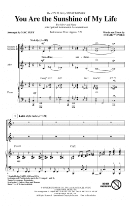 page one of You Are The Sunshine Of My Life (arr. Mac Huff) (SSA Choir)