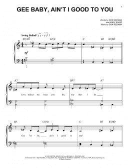 page one of Gee Baby, Ain't I Good To You (Very Easy Piano)