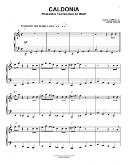 page one of Caldonia (What Makes Your Big Head So Hard?) (Very Easy Piano)