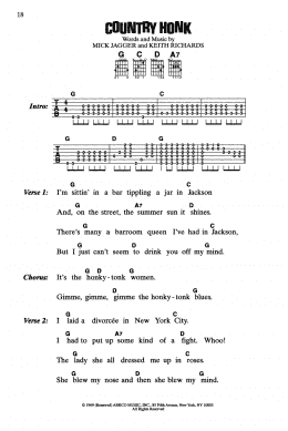 page one of Country Honk (Guitar Chords/Lyrics)