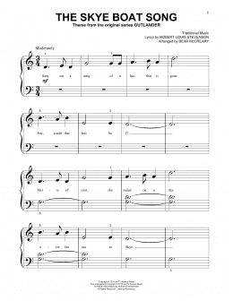 page one of The Skye Boat Song (from Outlander) (arr. Bear McCreary) (Beginning Piano Solo)
