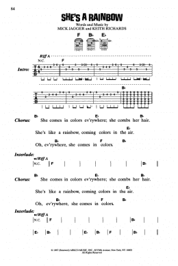 page one of She's A Rainbow (Guitar Chords/Lyrics)