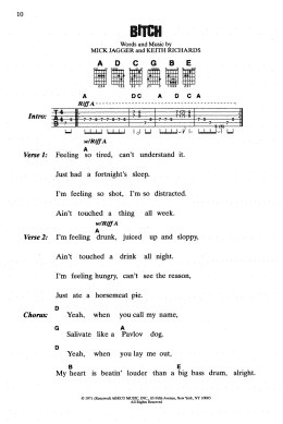 page one of Bitch (Guitar Chords/Lyrics)