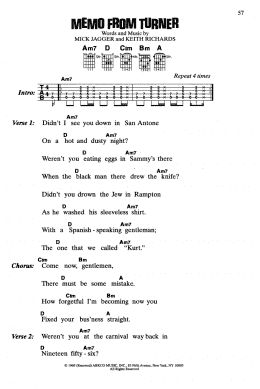 page one of Memo From Turner (from Performance) (Guitar Chords/Lyrics)