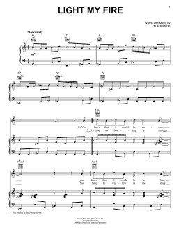 page one of Light My Fire (Piano, Vocal & Guitar Chords (Right-Hand Melody))