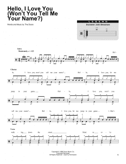 page one of Hello, I Love You (Won't You Tell Me Your Name?) (Drums Transcription)