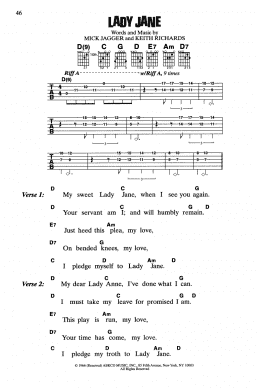 page one of Lady Jane (Guitar Chords/Lyrics)