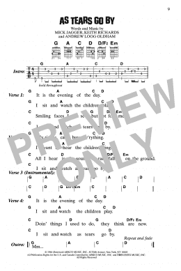 page one of As Tears Go By (Guitar Chords/Lyrics)