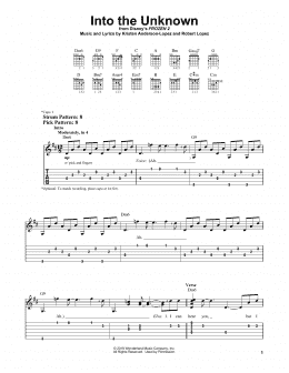 page one of Into The Unknown (from Disney's Frozen 2) (Easy Guitar Tab)